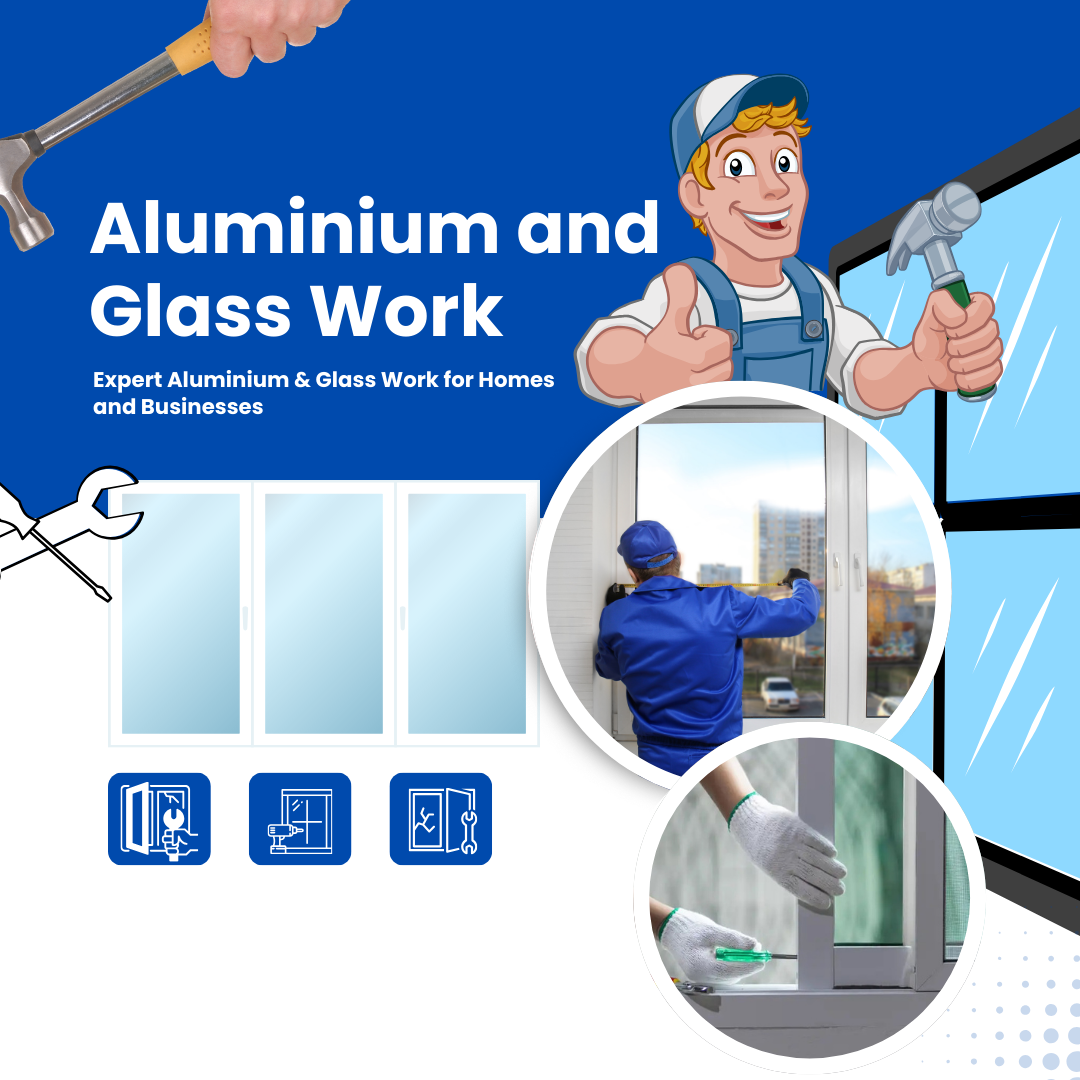Home 9 White And Blue Modern Commercial Glass Repair Service Facebook Post
